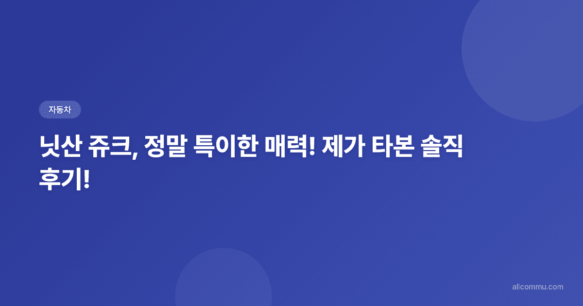 독특함과 실용성의 조화, 닛산 쥬크 심층 분석 리뷰