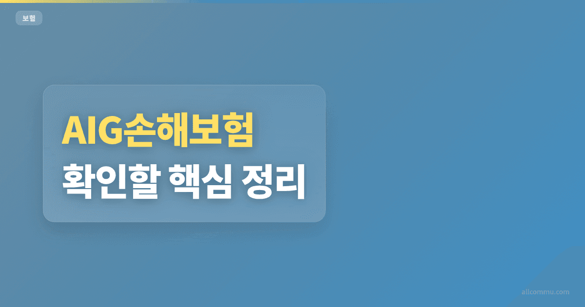 AIG손해보험 조건과 주의점 정리