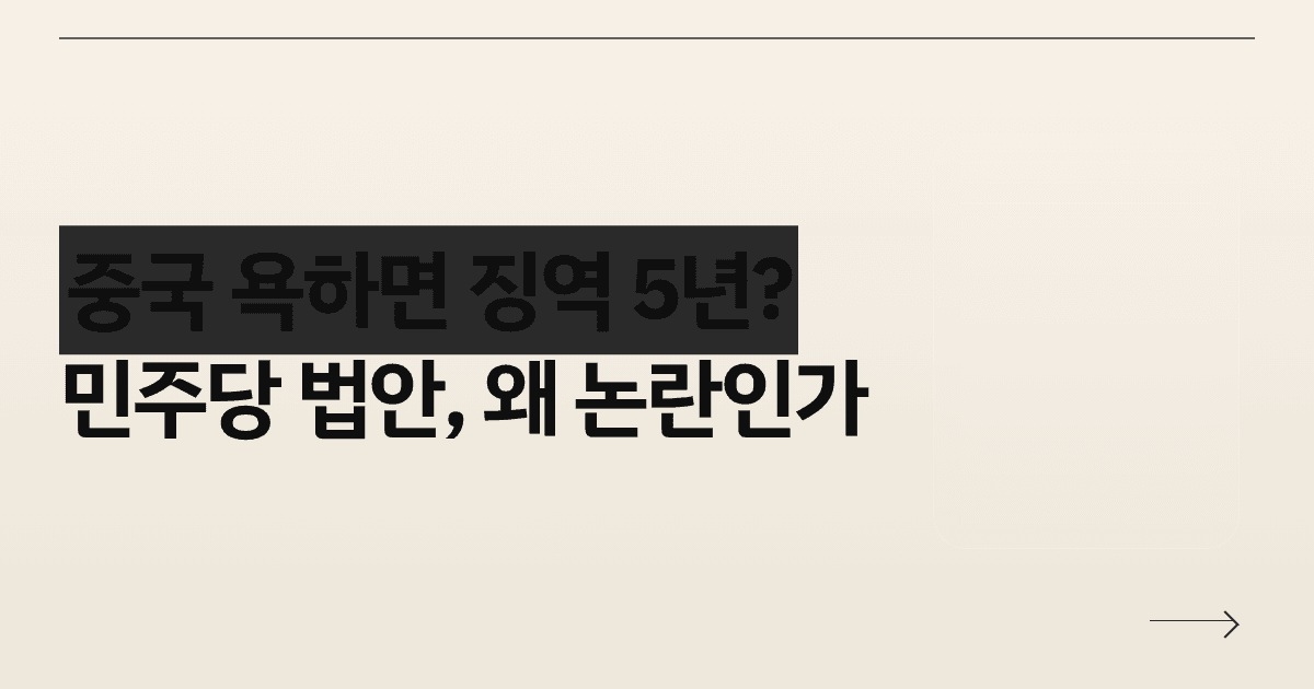 중국 욕하면 징역 5년? 민주당 법안, 왜 논란인가