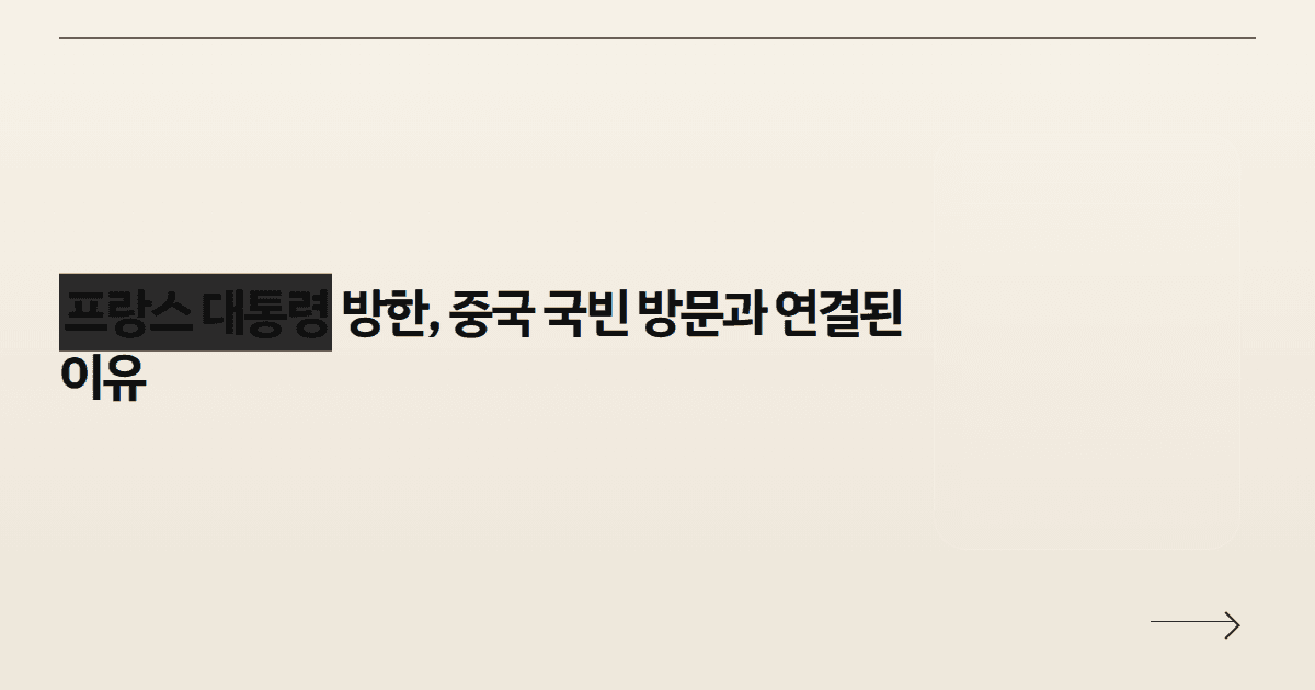 프랑스 대통령 방한, 중국 국빈 방문과 연결된 이유