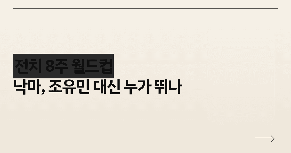 전치 8주 월드컵 낙마, 조유민 대신 누가 뛰나