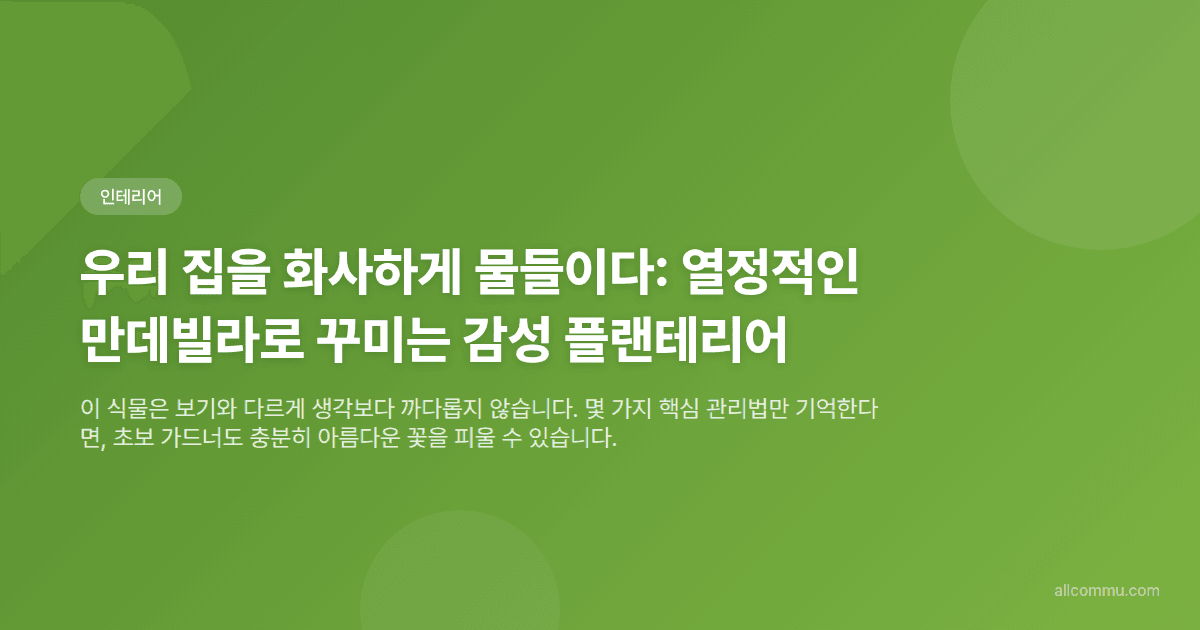 우리 집을 화사하게 물들이다: 열정적인 만데빌라로 꾸미는 감성 플랜테리어