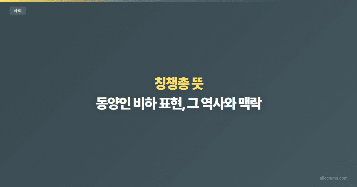 칭챙총 뜻: 동양인 비하 표현, 그 역사와 맥락