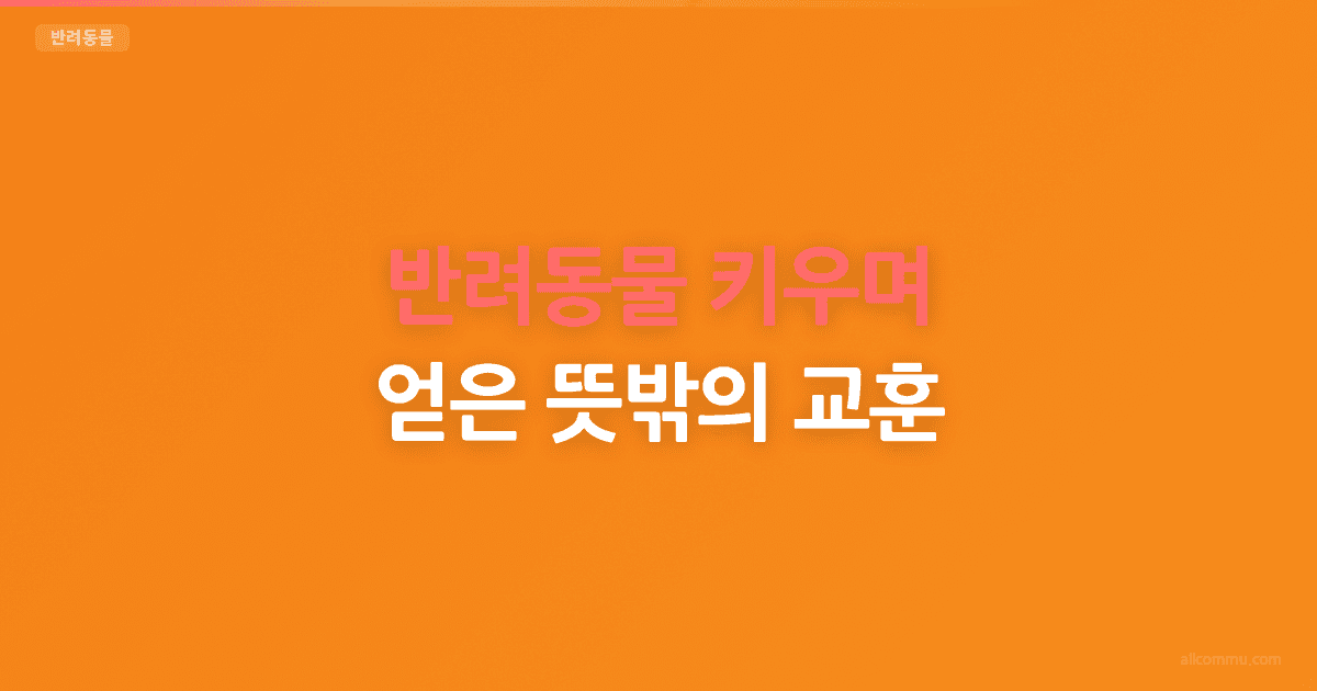 반려동물 키우며 얻은 뜻밖의 교훈