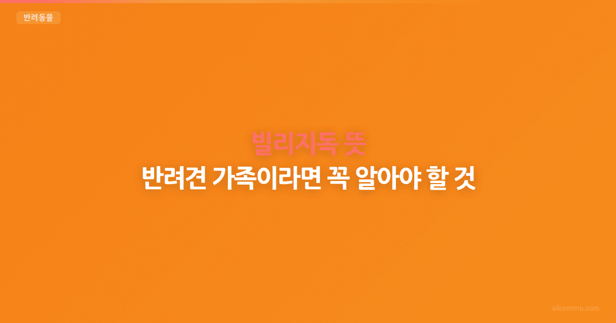 빌리지독 뜻: 반려견 가족이라면 꼭 알아야 할 것
