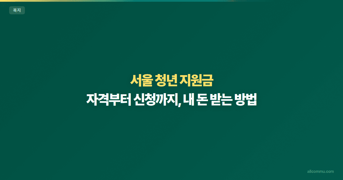 서울 청년 지원금: 자격부터 신청까지, 내 돈 받는 방법