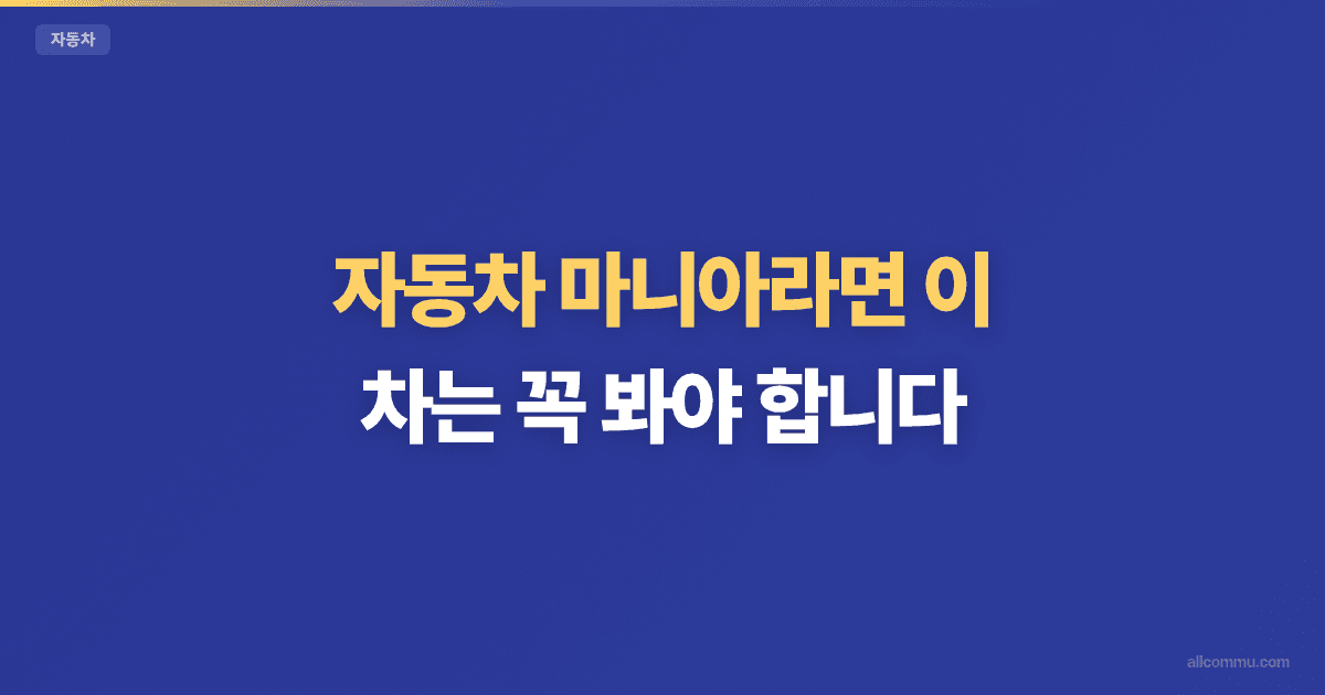 자동차 마니아라면 이 차는 꼭 봐야 합니다