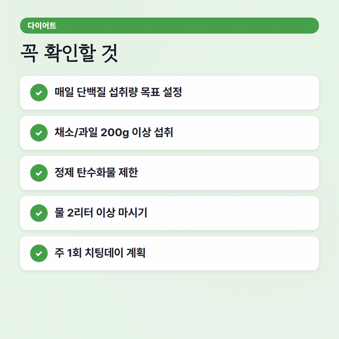 다이어트 식단 체크리스트: 핏코치가 알려주는 성공 비법 - 체크리스트