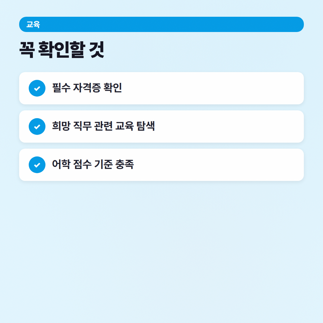교육 자주 묻는 질문: 취업 선배의 현실적인 조언 - 체크리스트