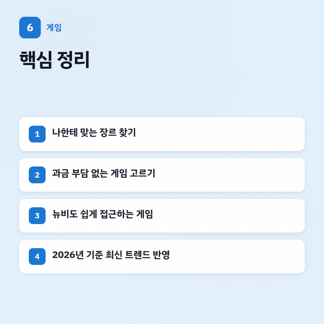 장르별 게임 추천 가이드: 갓겜 찾는 겜돌이의 팁 - 핵심 포인트