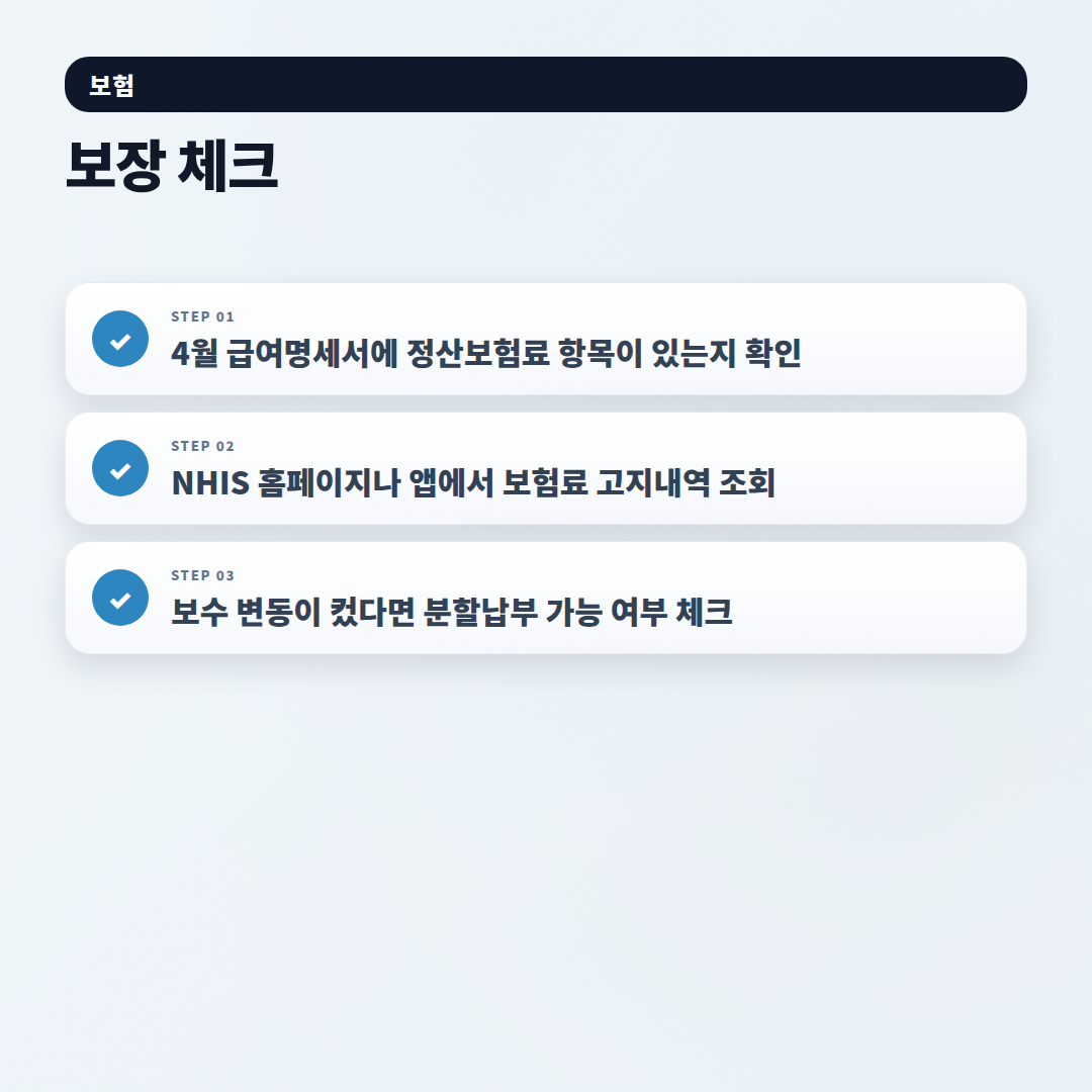 건강보험료 바로 확인 — 4월 정산·조회 핵심 - checklist