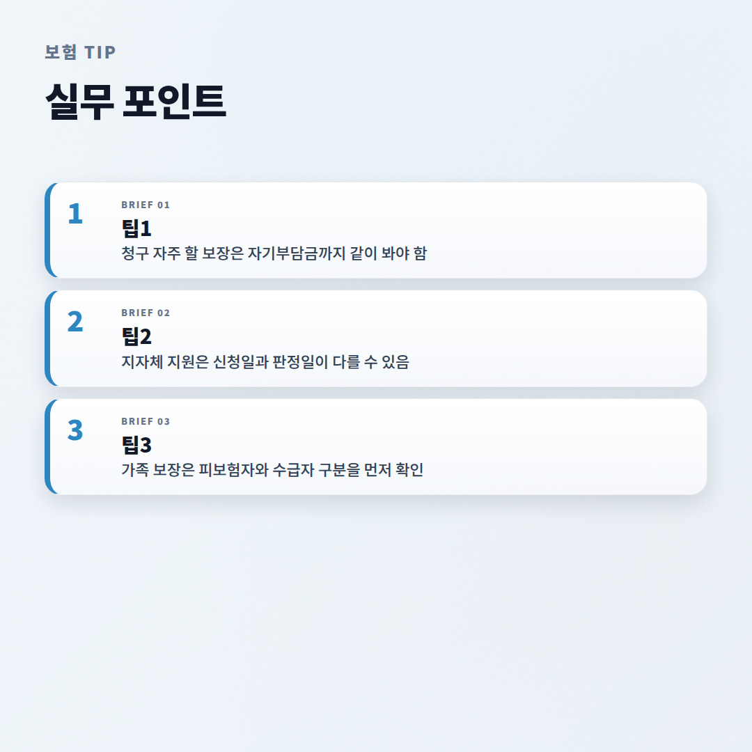 보험 핵심정리 — 조건·금액 바로확인 - tips