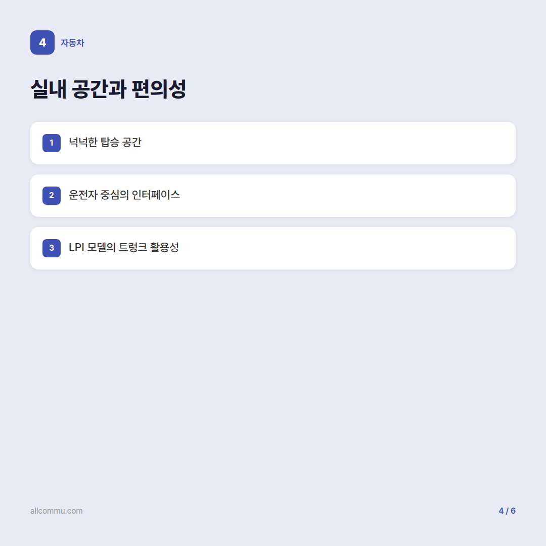 LF소나타 LPI: 합리적인 경제성과 실용성을 갖춘 중고차 베스트셀러 - 실내 공간과 편의성