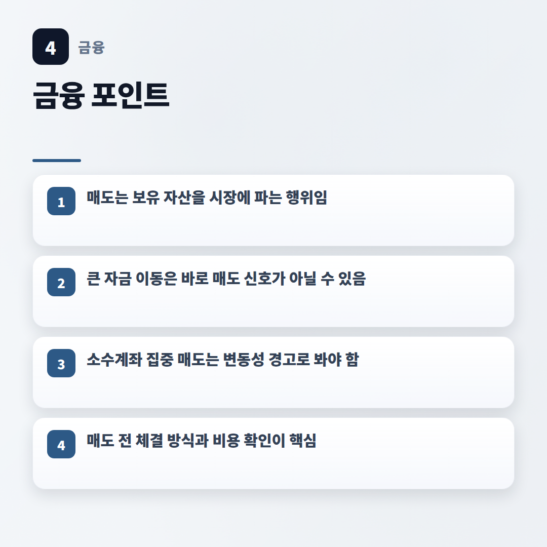 매도 뜻부터 실전 체크 — 헷갈림 끝내기 - key points