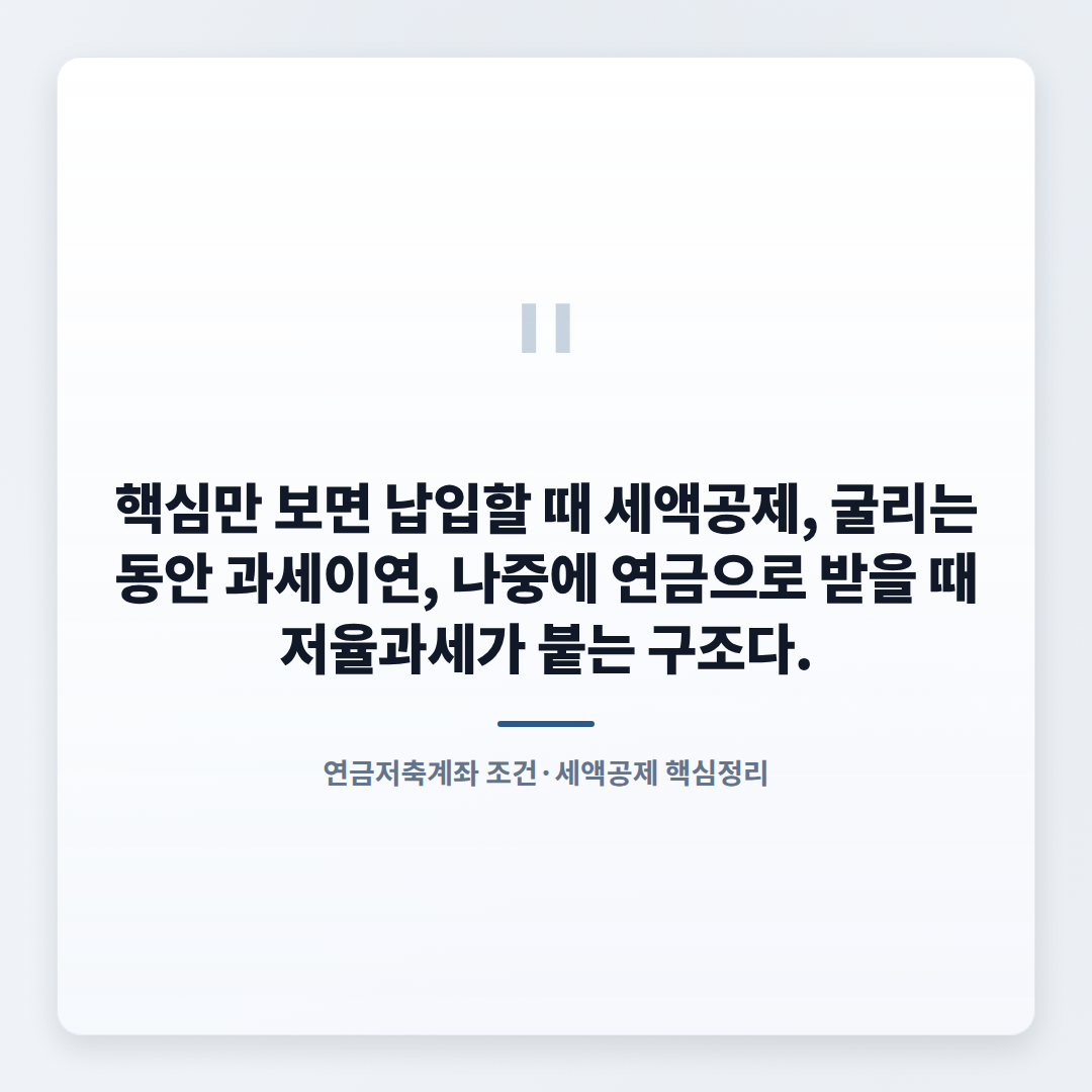 연금저축계좌 조건 총정리 — 세액공제·이전 기준 - quote