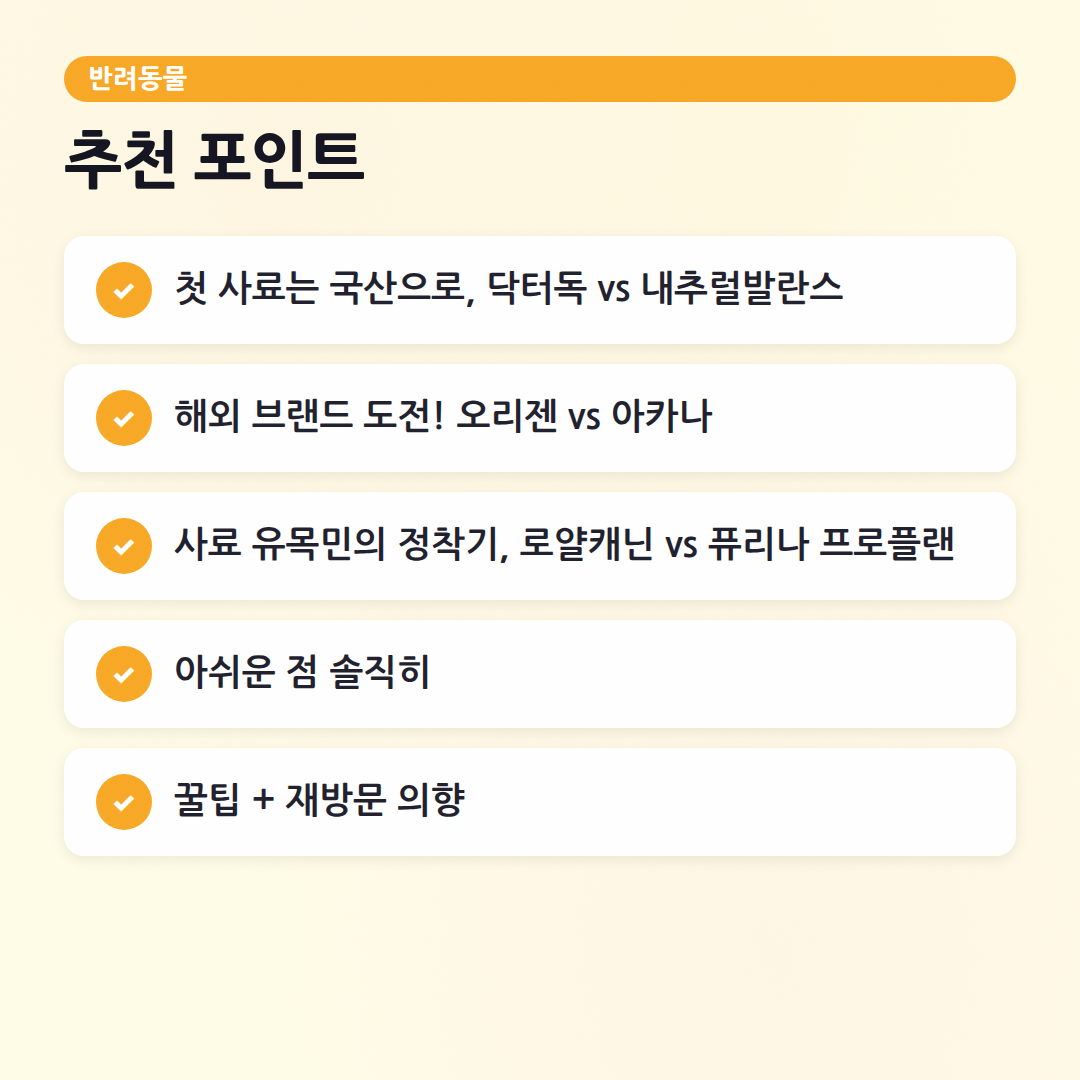 우리 아이 맞춤형! 인기 사료 브랜드 비교 분석 (2026년 기준) - 체크리스트