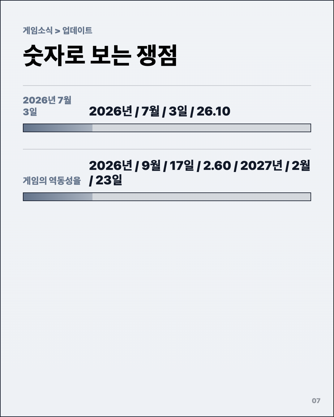 게임 업데이트 밸런스 변화 7월 3일 7번째 카드