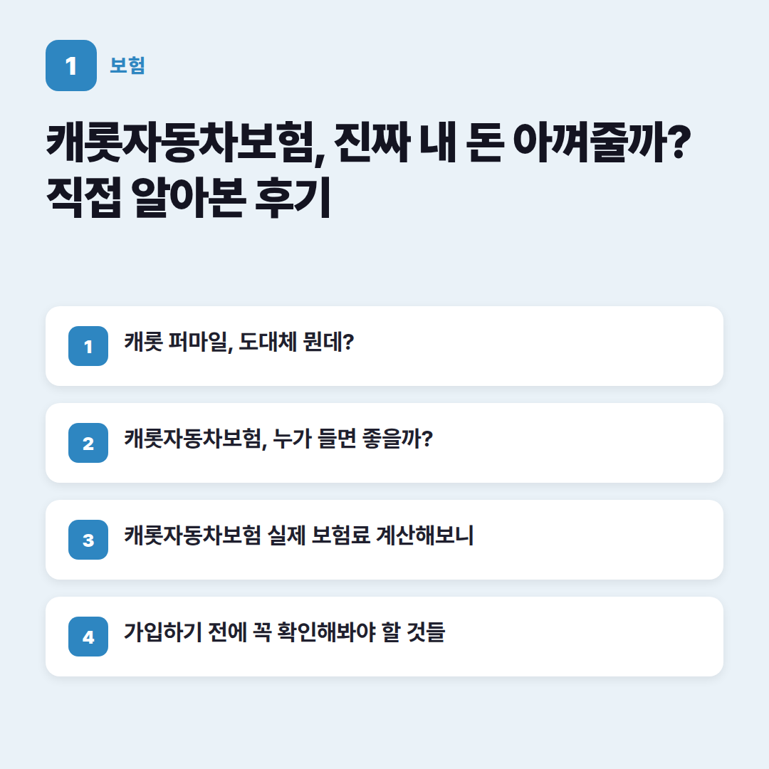 케롯자동차보험 핵심 요약