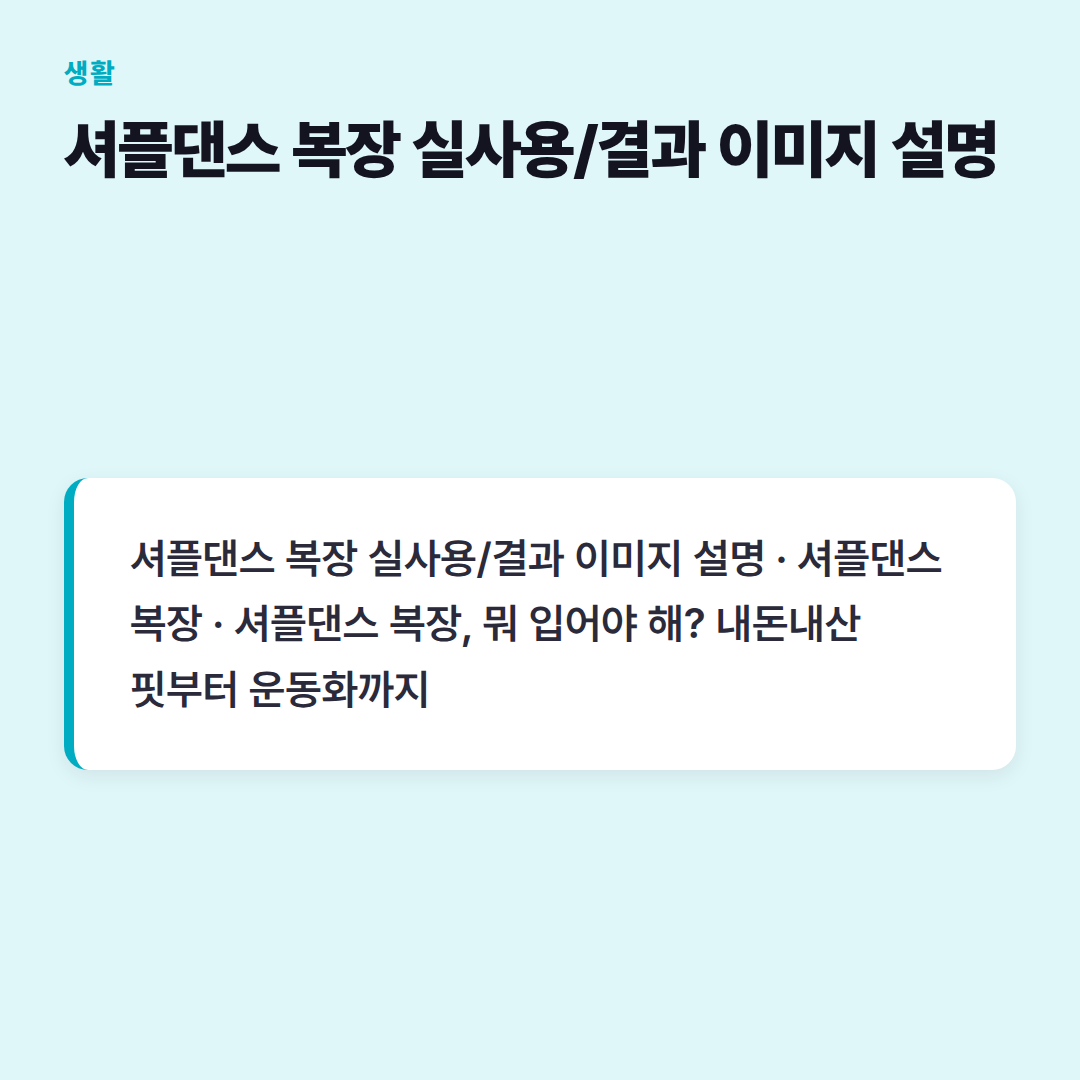 셔플댄스 복장 실사용/결과 이미지 설명