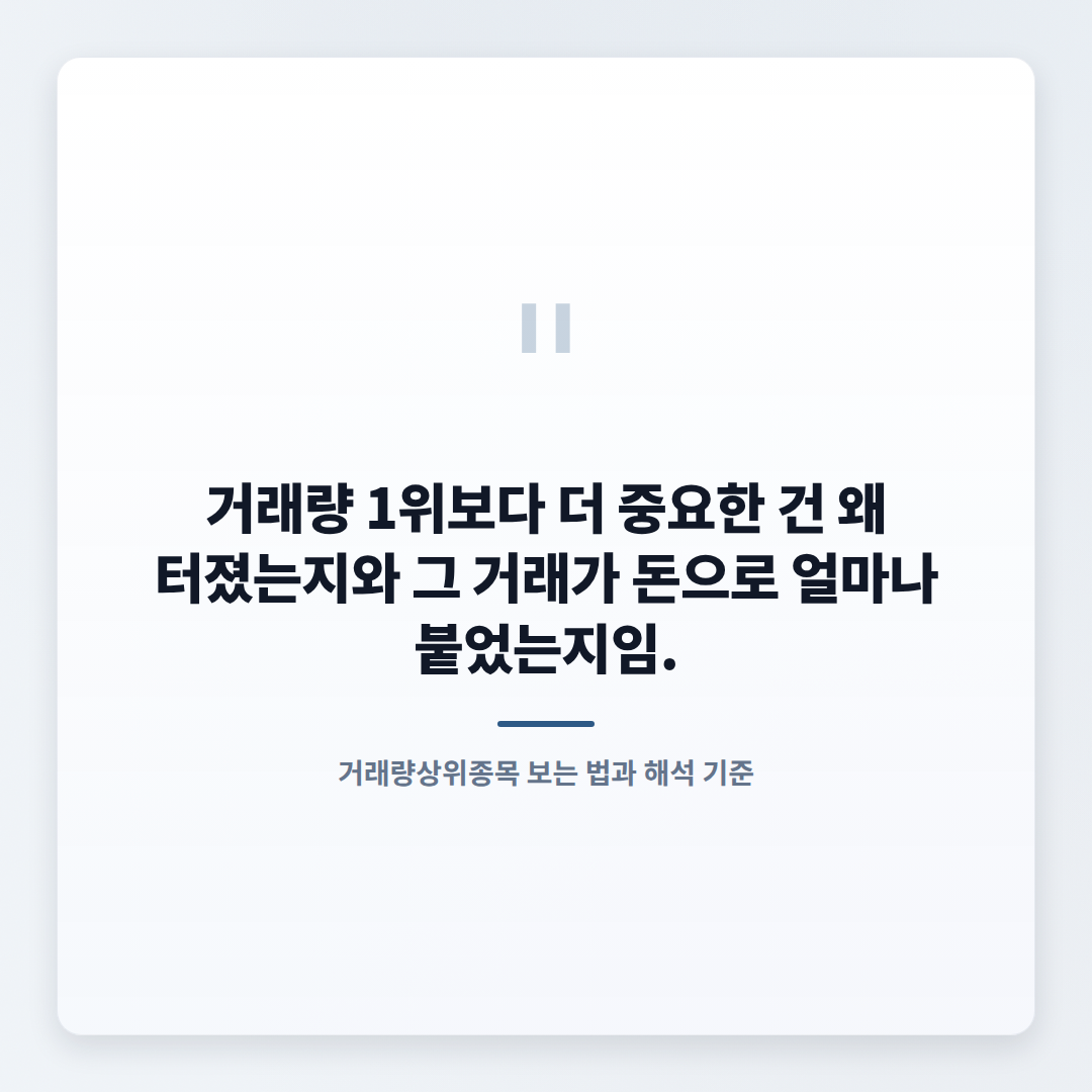 거래량상위종목 보는 법 — 급등주 함정 피하기 - quote