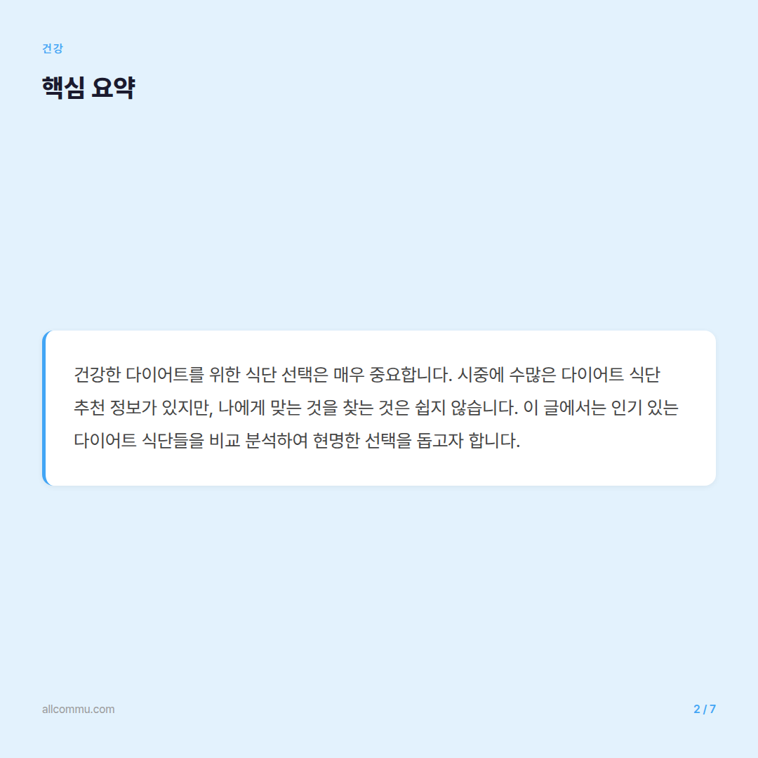 전문가가 제안하는 효과적인 다이어트 식단 추천: 나에게 맞는 최적의 방법은? - 요약